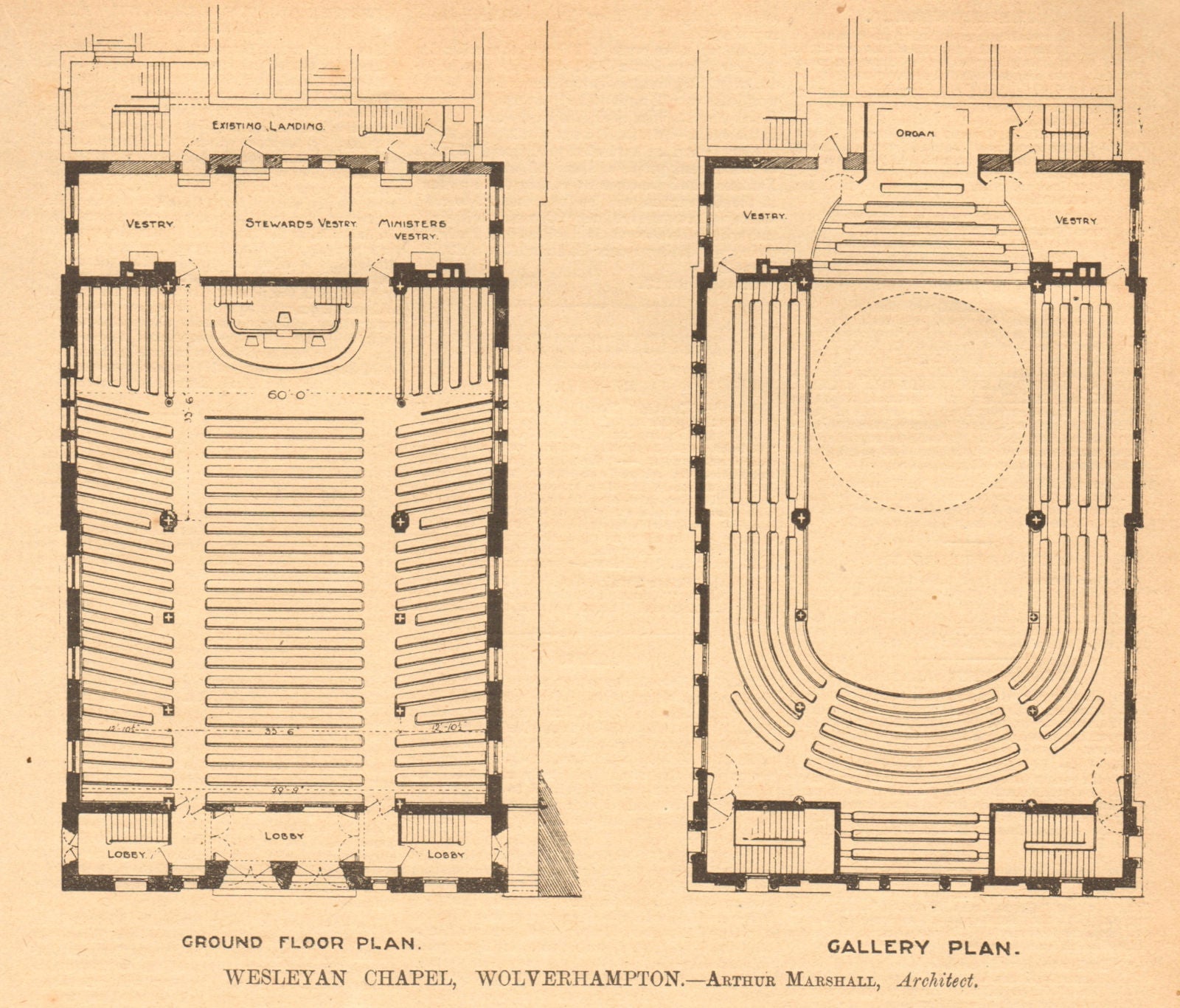 Wesleyan Chapel, Wolverhampton. Arthur Marshall, Architect. Staffordshire 1902